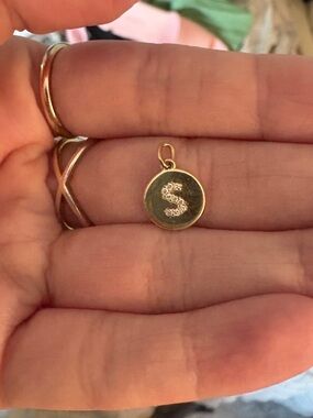 14k Gold Initial 'S' diamond Pendant Charm - Women's Jewelry